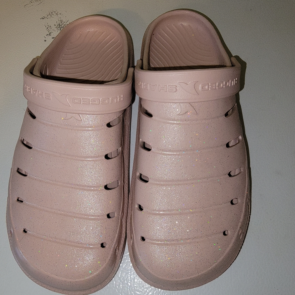 Women's Pink Rugged Shark Clogs Size 10